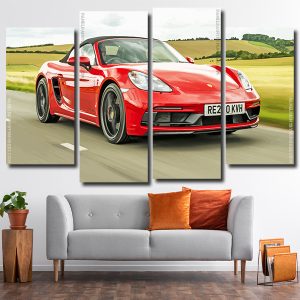 Red Porsche 718 Boxster 4 Panels Paint By Numbers