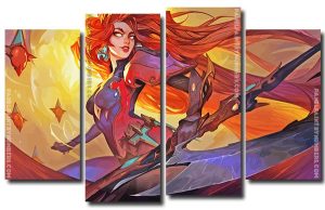 Redhead Warrior Art 4 Panels Paint By Numbers