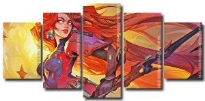 Redhead Warrior Art 5 Panels Paint By Numbers