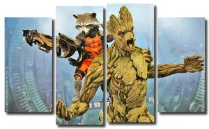 Rocket and Groot Guardians of The Galaxy 4 Panels Paint By Numbers