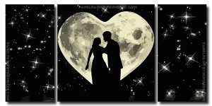 Romantic Couple Silhouette 3 Panels Paint By Numbers