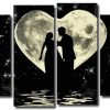 Romantic Couple Silhouette 4 Panels Paint By Numbers