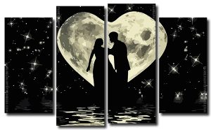 Romantic Couple Silhouette 4 Panels Paint By Numbers