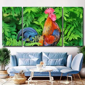 Rooster Bird Animal 3 Panels Paint By Numbers