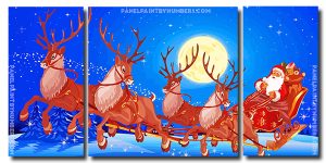 Santa Claus Deers 3 Panels Paint By Numbers