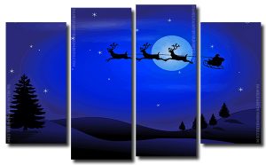 Santa Claus Silhouette 4 Panels Paint By Numbers