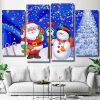 Santa Claus and Snowman 4 Panels Paint By Numbers