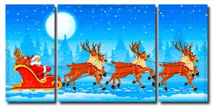 Santa in The Sleigh 3 Panels Paint By Numbers