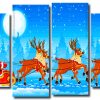 Santa in The Sleigh 4 Panels Paint By Numbers