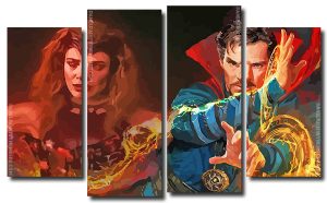 Scarlet Witch and Dr Strange 4 Panels Paint By Numbers