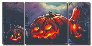 Scary Pumpkins 3 Panels Paint By Numbers