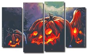 Scary Pumpkins 4 Panels Paint By Numbers