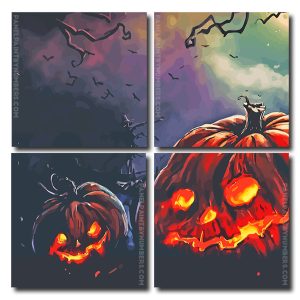 Scary Pumpkins Square Panels Paint By Numbers