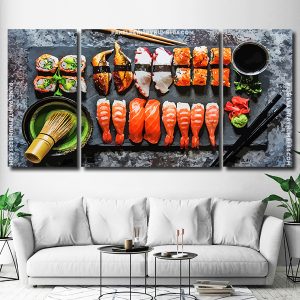 Seafood Sushi 3 Panels Paint By Numbers