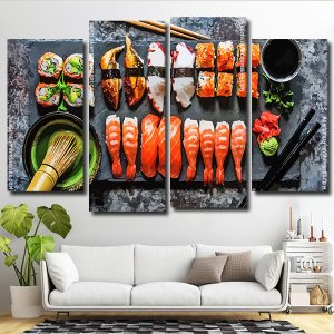 Seafood Sushi 4 Panels Paint By Numbers