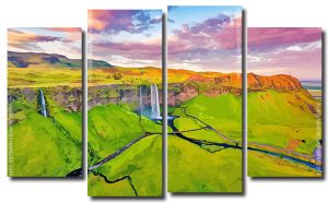 Seljalandsfoss Waterfall 4 Panels Paint By Numbers