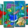 Siamese Fighting Fish 4 Panels Paint By Numbers