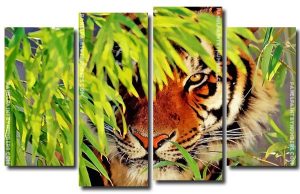 Sneaky Tiger 4 Panels Paint By Numbers