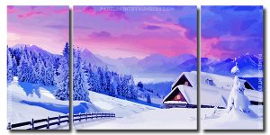 Snowy Mountains 3 Panels Paint By Numbers