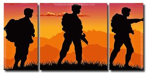 Soldiers Silhouette 3 Panels Paint By Numbers