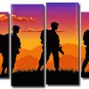 Soldiers Silhouette 4 Panels Paint By Numbers