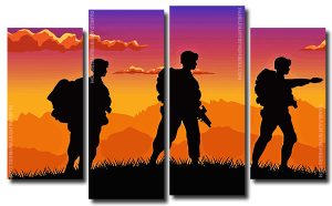 Soldiers Silhouette 4 Panels Paint By Numbers