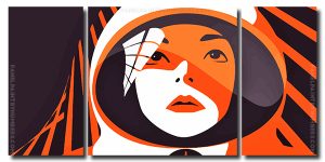 Space Lady Illustration 3 Panels Paint By Numbers