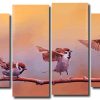 Sparrows Bird On A Branch 4 Panels Paint By Numbers