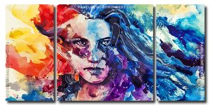 Splatter Lady 3 Panels Paint By Numbers