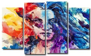 Splatter Lady 4 Panels Paint By Numbers