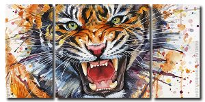 Splatter Tiger 3 Panels Paint By Numbers