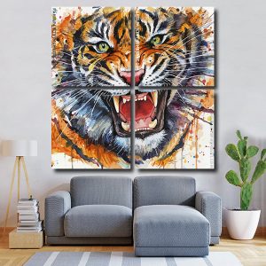 Splatter Tiger Square Panels Paint By Numbers