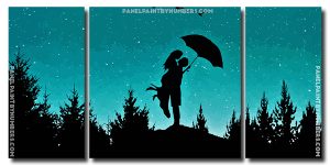 Starry Night Couple Silhouette 3 Panels Paint By Numbers