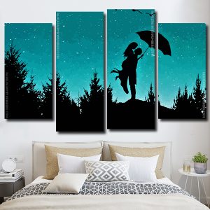 Starry Night Couple Silhouette 4 Panels Paint By Numbers