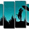 Starry Night Couple Silhouette 4 Panels Paint By Numbers