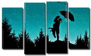 Starry Night Couple Silhouette 4 Panels Paint By Numbers