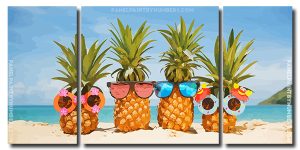 Stylish Pineapples 3 Panels Paint By Numbers