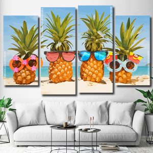 Stylish Pineapples 4 Panels Paint By Numbers