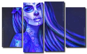 Sugar Skull Day Of The Dead 4 Panels Paint By Numbers