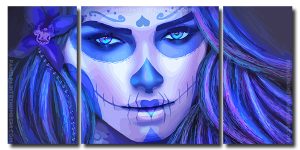 Sugar Skull Woman 3 Panels Paint By Numbers