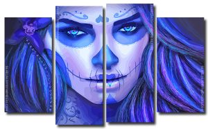 Sugar Skull Woman 4 Panels Paint By Numbers