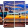 Sunset Beach With Drink 4 Panels Paint By Numbers