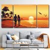 Sunset Couple On Beach 3 Panels Paint By Numbers