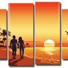 Sunset Couple On Beach 4 Panels Paint By Numbers