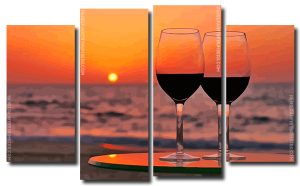 Sunset Cups 4 Panels Paint By Numbers