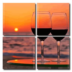 Sunset Cups Square Panels Paint By Numbers