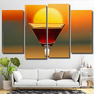 Sunset Glass Cup 4 Panels Paint By Numbers