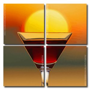 Sunset Glass Cup Square Panels Paint By Numbers