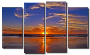 Sunset Time Art 4 Panels Paint By Numbers