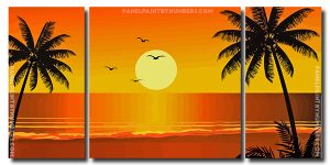 Sunset Time Sillhouette 3 Panels Paint By Numbers